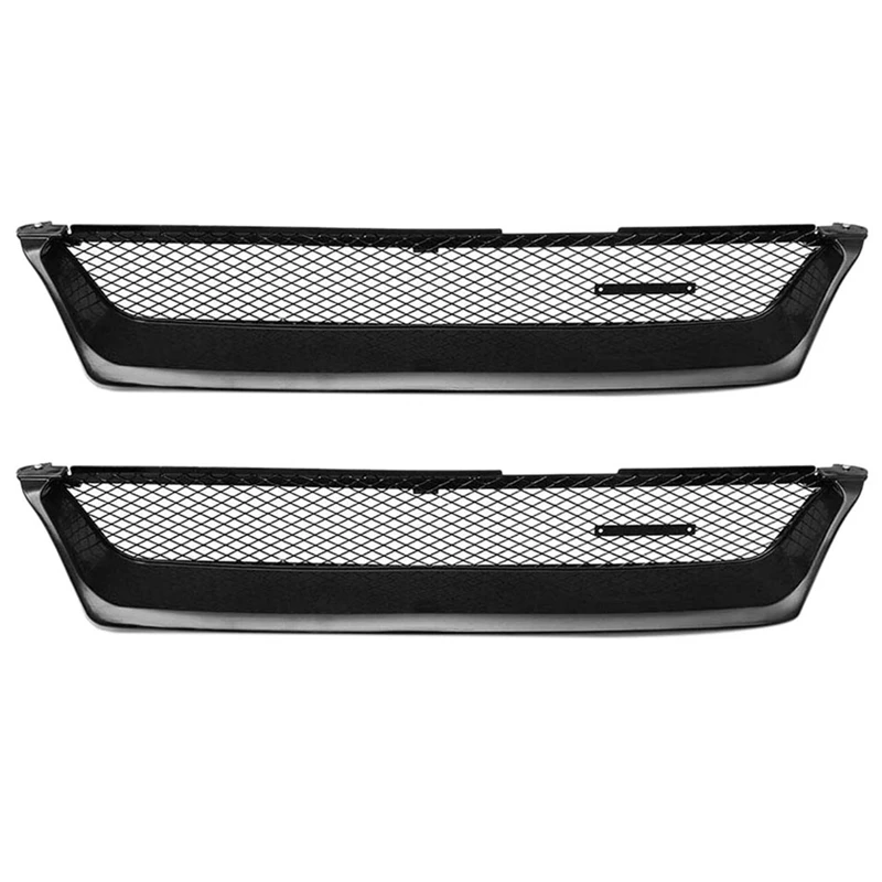 2X Car Front Bumper Mesh Grill Grille Gloss Black Racing Grills For Toyota Corolla AE101 1993 1994 1995 1996 1997