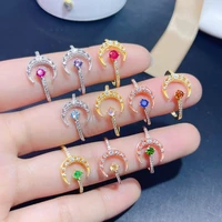 meibapj 10 kinds natural emeraldruby gemstones moon star rings for women real 925 sterling silver charm fine wedding jewelry