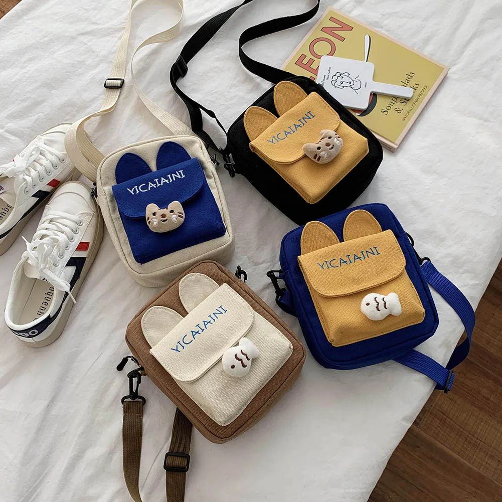 

Cartoon Cute Cat Shoulder Hit Color Handbags Purses Women Shoulder Messenger Bags Hit Color Ladies Crossbody Purses