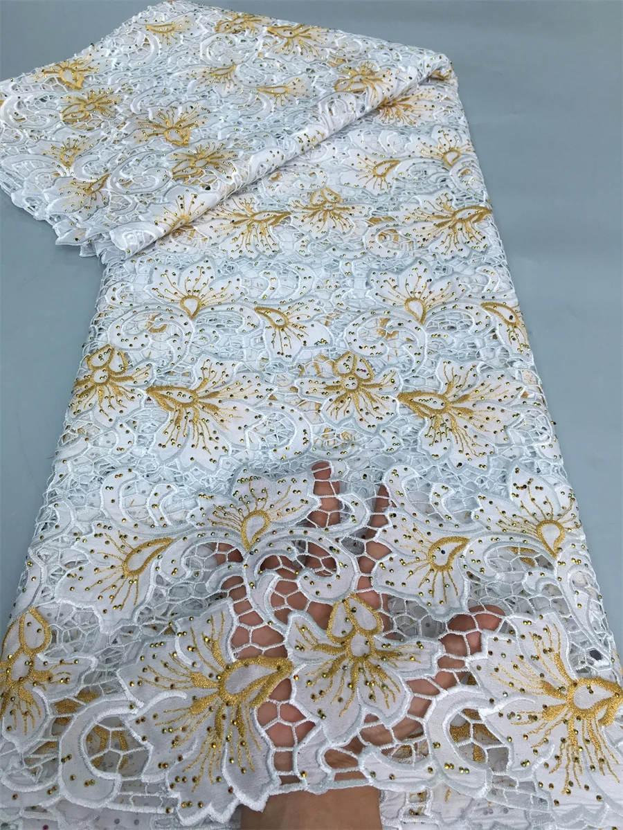 Швейцарский хлопок в Швейцарии кружевная африканская вышитая ткань для