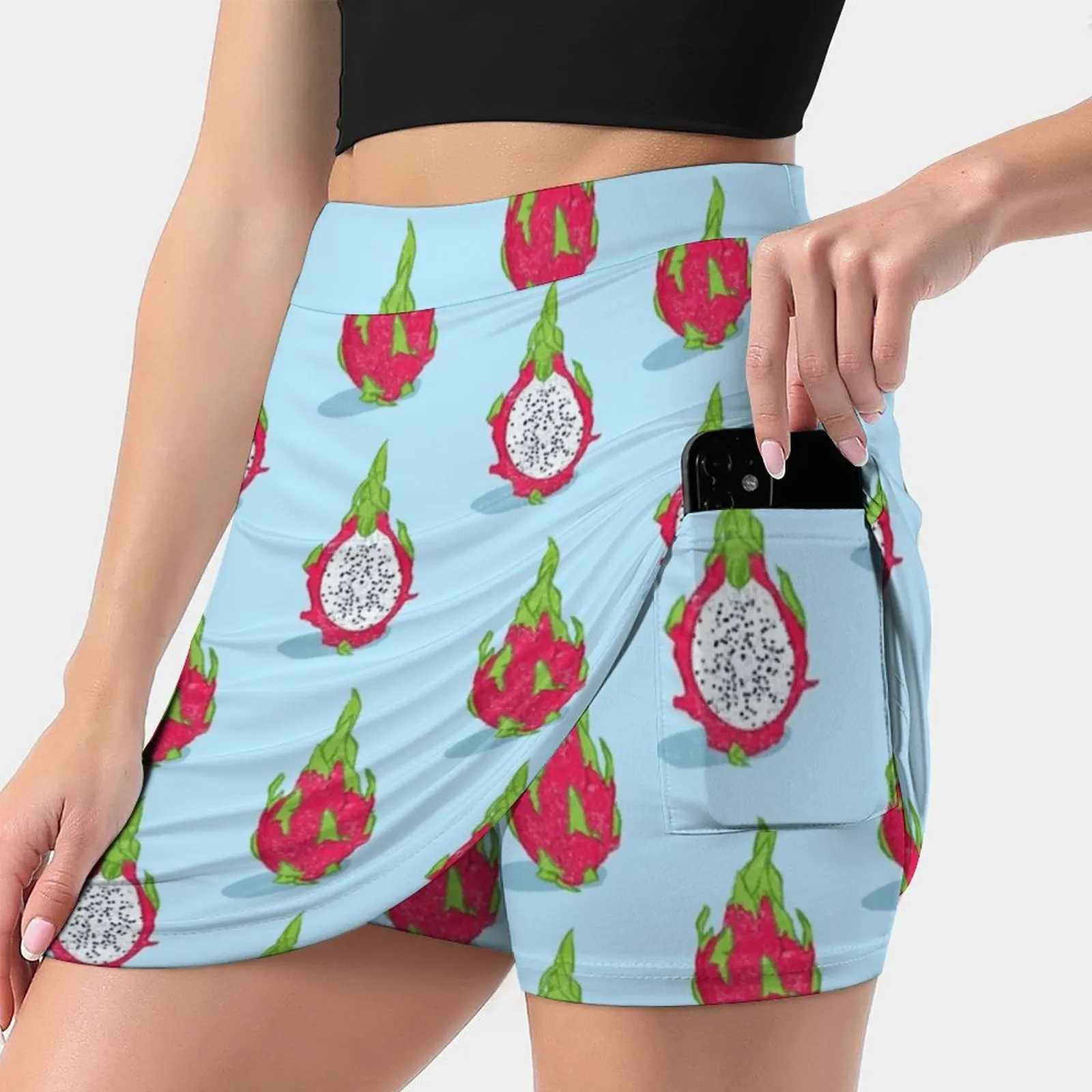 Новое Женское Двухслойное короткое платье с принтом дракона и фруктов