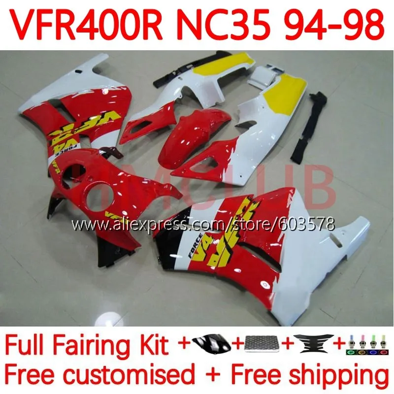 

Body For HONDA VFR400R RVF VFR 400 VFR400 R RR CC V4 1994 1995 1996 1997 1998 NC35 94 95 96 97 98 Fairing 134No.75 red factory