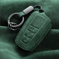luxury suede car key case for toyota badge camry crown corolla prado highlander with metal keychain ring rope protective covers