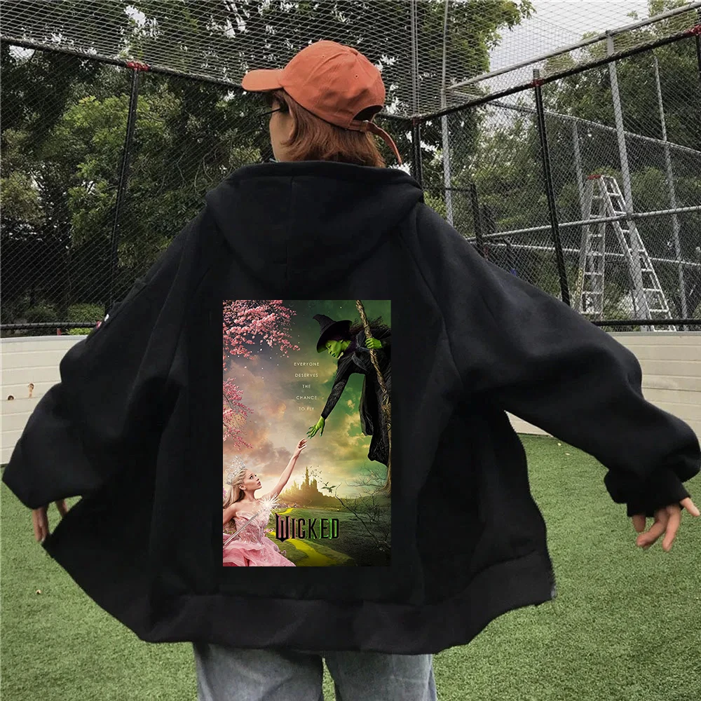 Толстовка на молнии Wicked Movie для женщин и мужчин уличная одежда с длинными