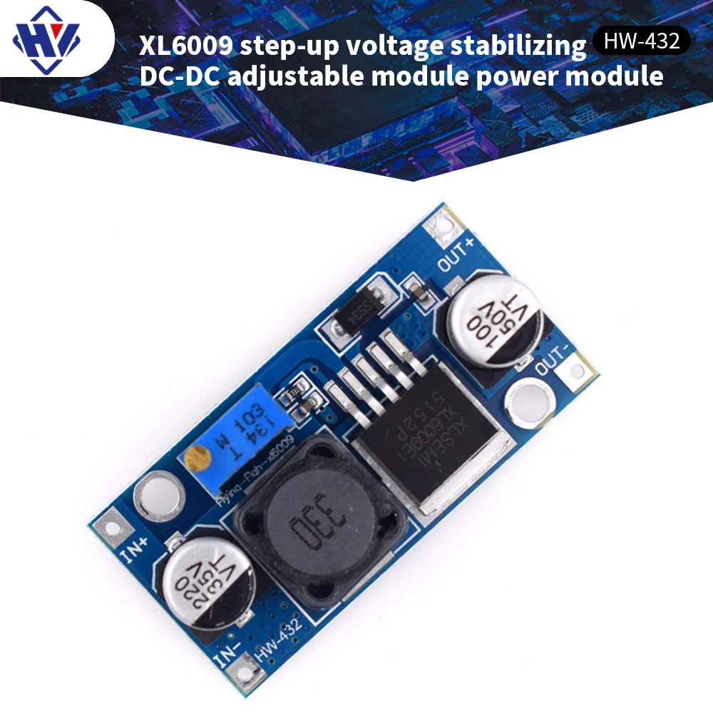 

XL6009 DC boost module adjustable module power module super LM2577 stable 5V~35V built-in 4A high efficiency MOSFET switch tube