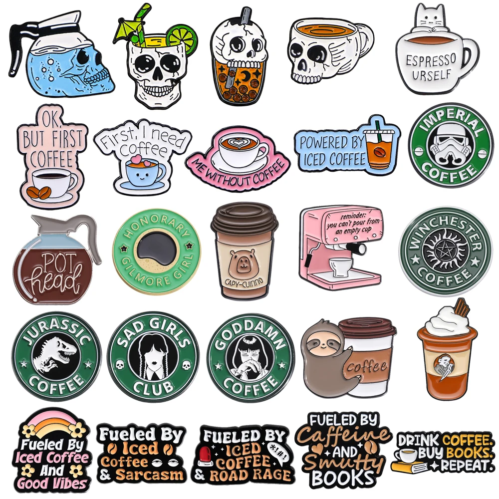 Эмалированная брошь в виде кофейного кофе