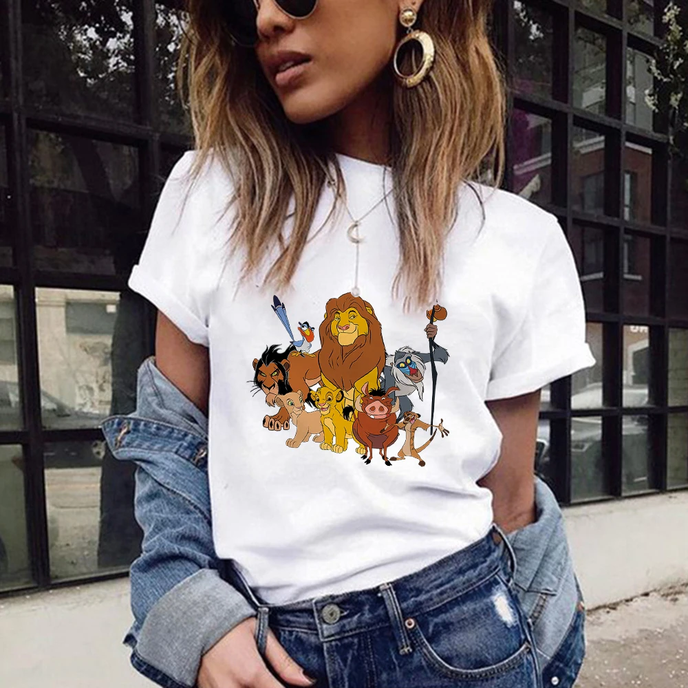 

The Lion King Series Disney Hot Selling Women T Shirt Casual Trend Four Seasons Exquisite Graphic Female Tees High Quality Tops