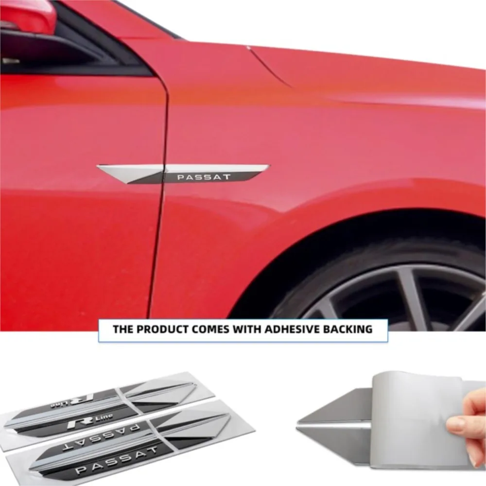 Фото 2 шт. 3D ABS эмблемы для Volkswagen Rline Passat Golf, наклейки на боковые крылья автомобиля, декоративные стикеры, логотипы, аксессуары для авто №3