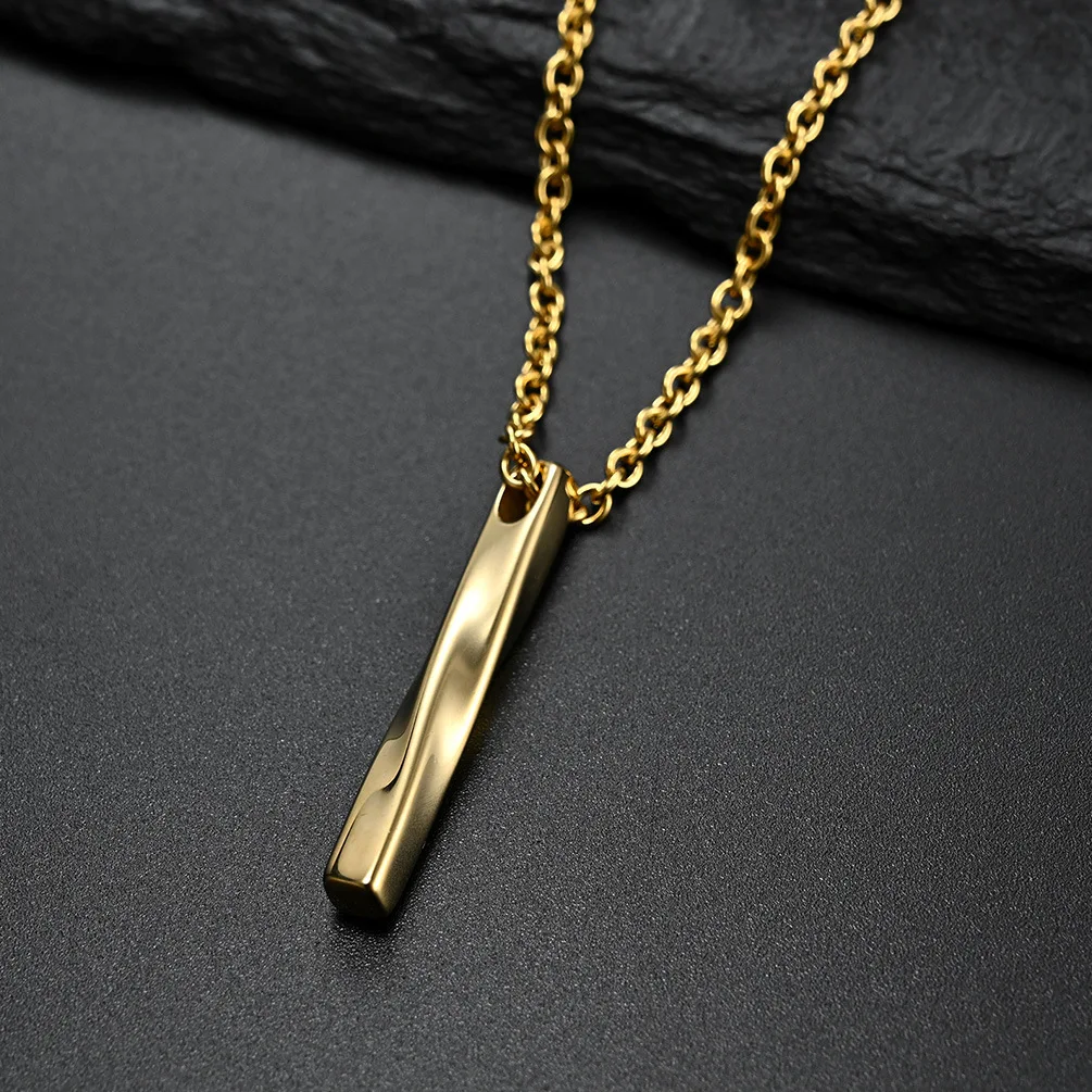 

Harajuku Spiral Straight Bar Pendant Necklace for Men Women Titanium Steel Mobius Fashion Hip Hop Fashion Jewelry Waterproof