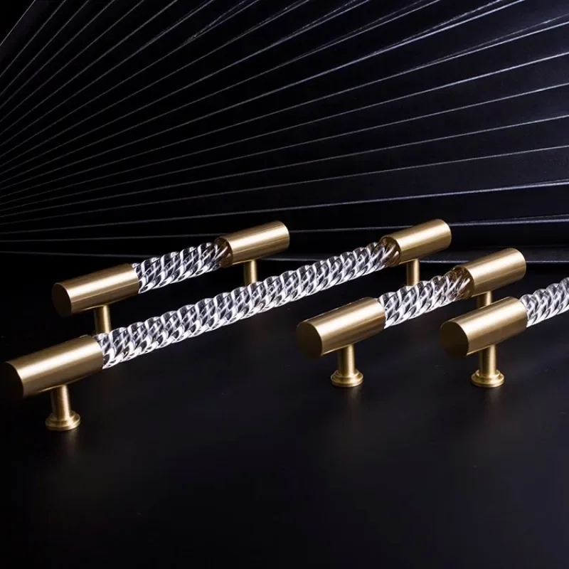 Роскошные латунные акриловые скрученные ручки Nordic светильник дверные Длинные с