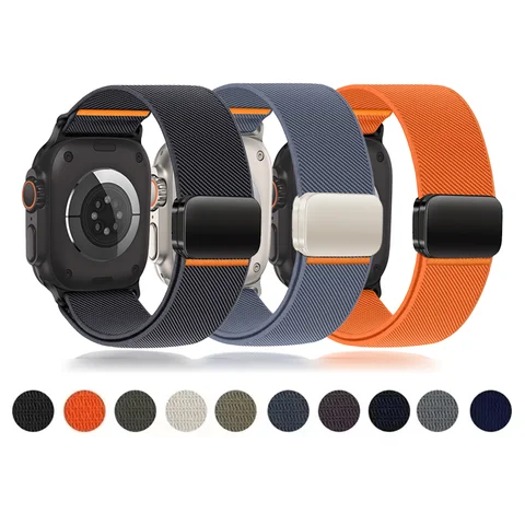 3 шт. магнитные ремешки для Apple Watch ultra 2, диапазон 49 мм, 46 мм, 45 мм, 42 мм, эластичный нейлоновый браслет-петля IWatch Series 10 9 8 7 SE 44 мм