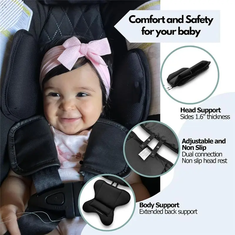 Фото AS96-Защита от ударов для детских автокресел Doona, Graco Snugride, Britax, Chicco, Keyfit, Evenflo, с поддержкой головы и тела, черный цвет №3