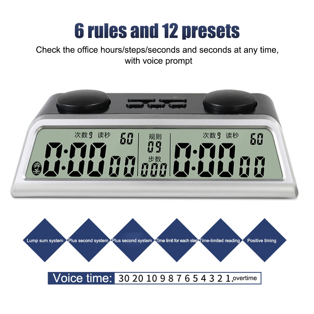 

Plastic Board Game Stopwatch Multifunctional LCD Display Stopwatch Board Clock Lightweight Memory Function for Training Teaching