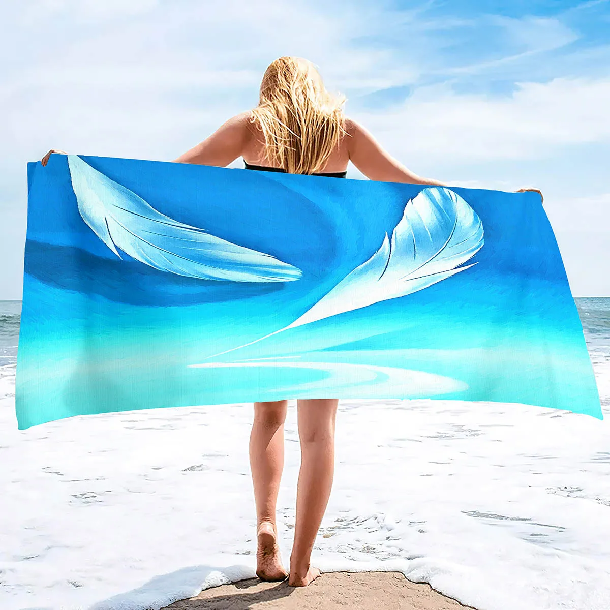 

Beautiful Feathers Painting Print Soft Highly Absorbent Large Decorative Guest Beach Towels Multipurpose for Bathroom,Hotel,Gym