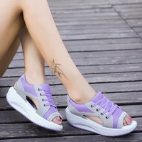 wedge platform sneakers peep toe sandals for women chunky platform flats shoes zapatillas mujer casual height increase shoes