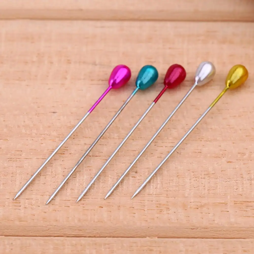 

50pcs 2.17" Colorful Round Pearl Straight Head Pins Embroidery Sewing Pins For Dressmaking DIY Sewing Tools Positioning With Box