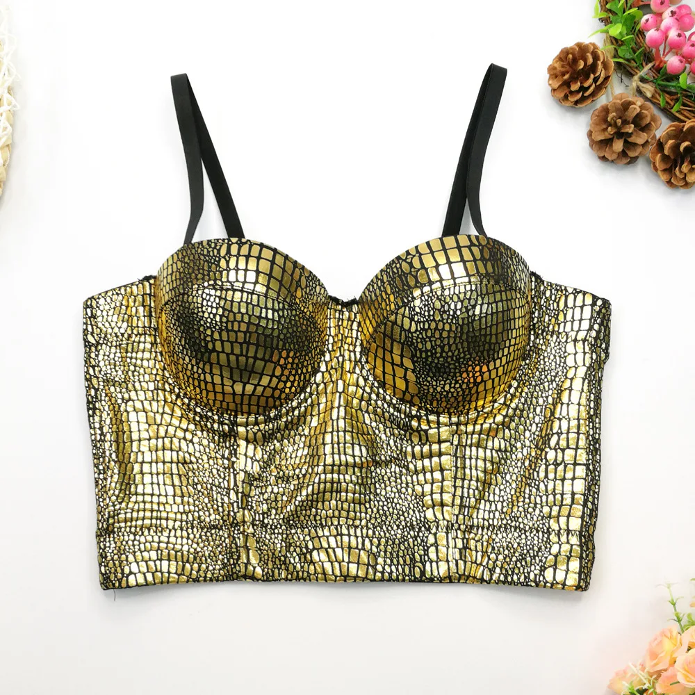 

Tube Top Women's Camisole Flashing Snake Pattern Bronzing Fashion Slim Small Sling Nightclub Disco Nightclub Top