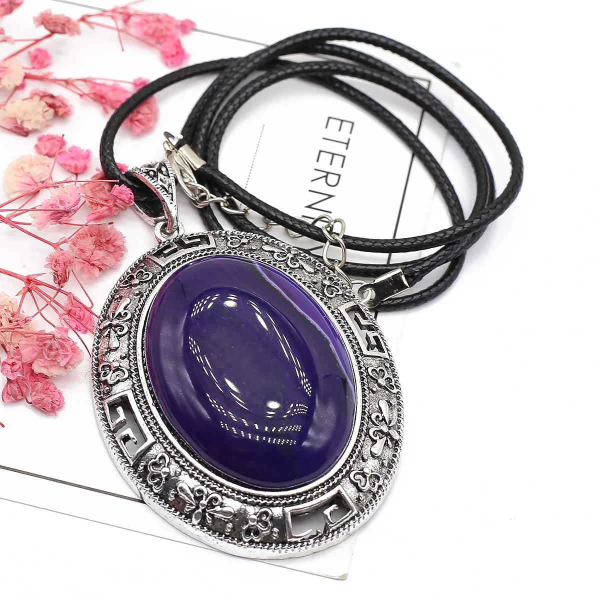 

Natural Stone Pendant Oval Shape Lapis lazuli Turquoises for Women Fashion Necklace Jewelry Gifts