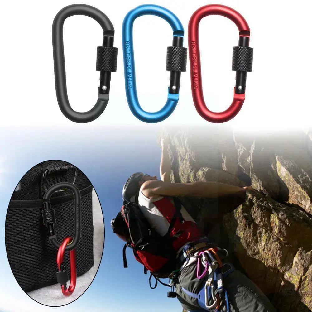 

D-Type Aluminium Alloy Carabiner Hook Keychain Buckle Outdoor Camping Travel Kits Camping Hooks for Backpack Bottle Buckle M1N2