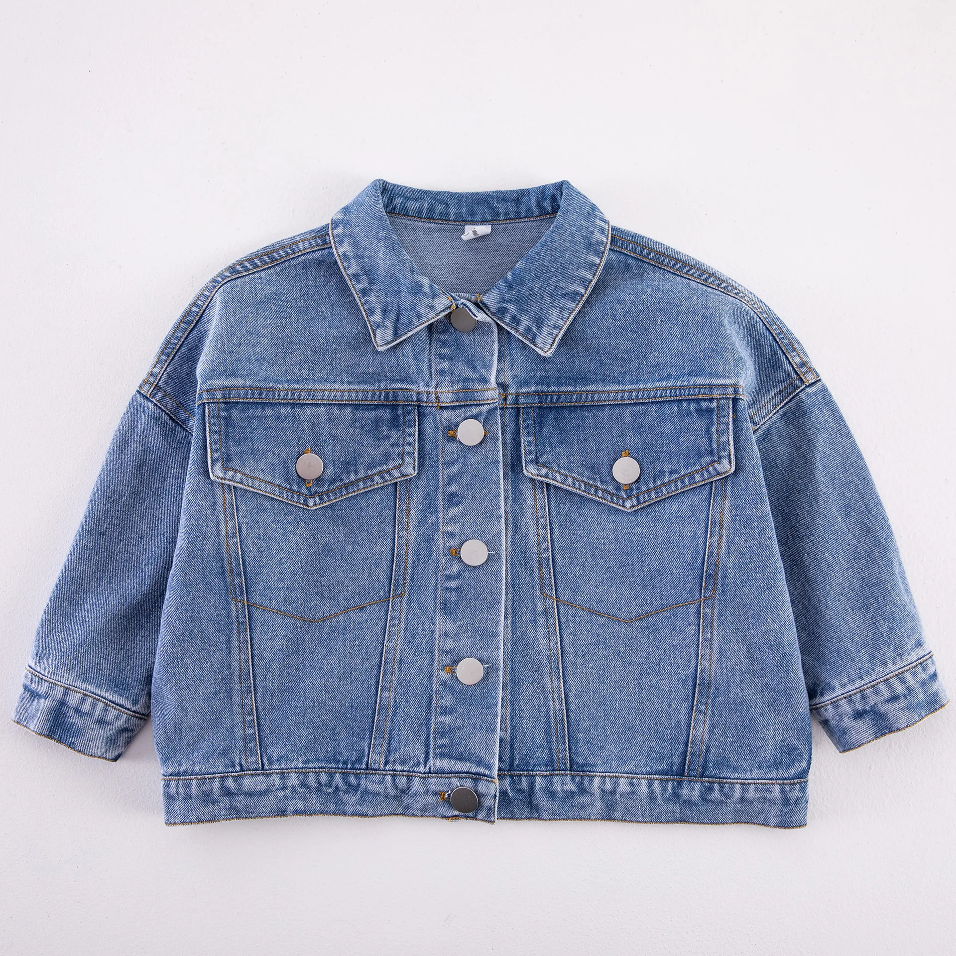 Korean children's clothing children's spring and autumn long-sleeved denim jacket small boys and girls baby cotton denim top images - 6