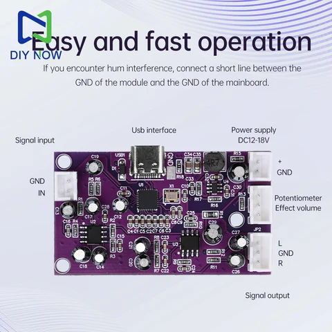 Dc12-18V Dsp Модуль цифровой реверберации Компьютерная настройка Аудио плата реверберации Модифицированный эффектор Анти-Howling