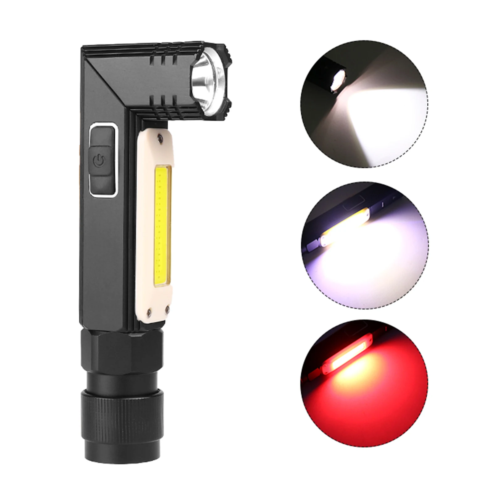 

Portable 5 Modes LED Flashlight USB Rechargeable Torch 90 Degree Swivel Headlight COB Work Light Mini Lighting LED Corner Light