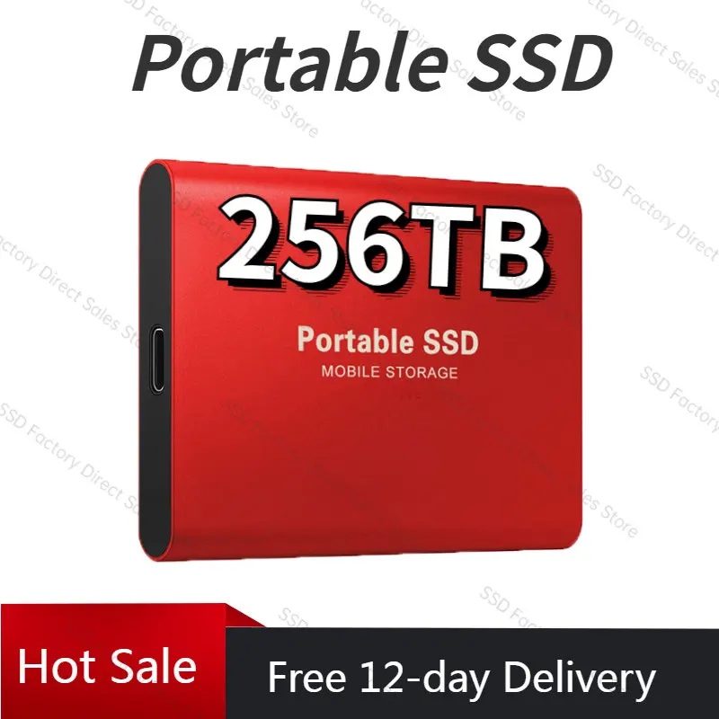 256TB Original Portable SSD External Hard Drive High-speed Type-C/USB 3.1 Solid State Drive 2TB Hard Disk for Desktop/mac/Laptop