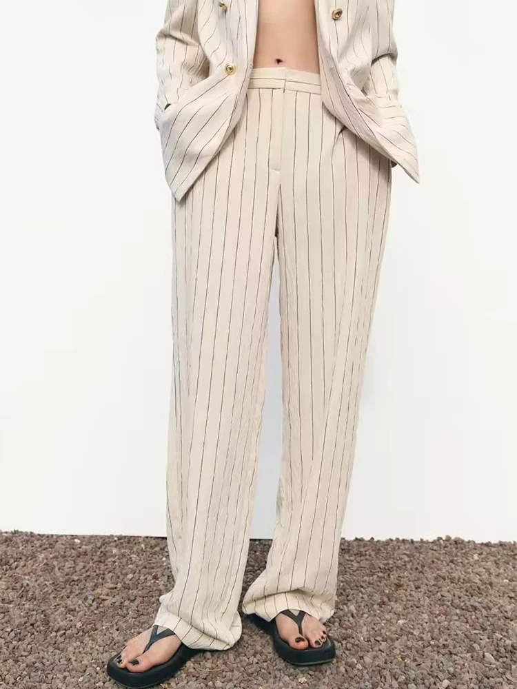 

Женские прямые брюки на молнии Kumsvag, элегантные полосатые уличные брюки для лета, 2023