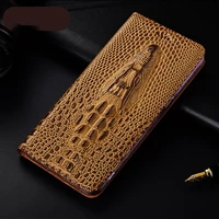 crocodile head genuine leather flip case for oneplus 9 9r 9e 9rt 10 pro phone wallet cover