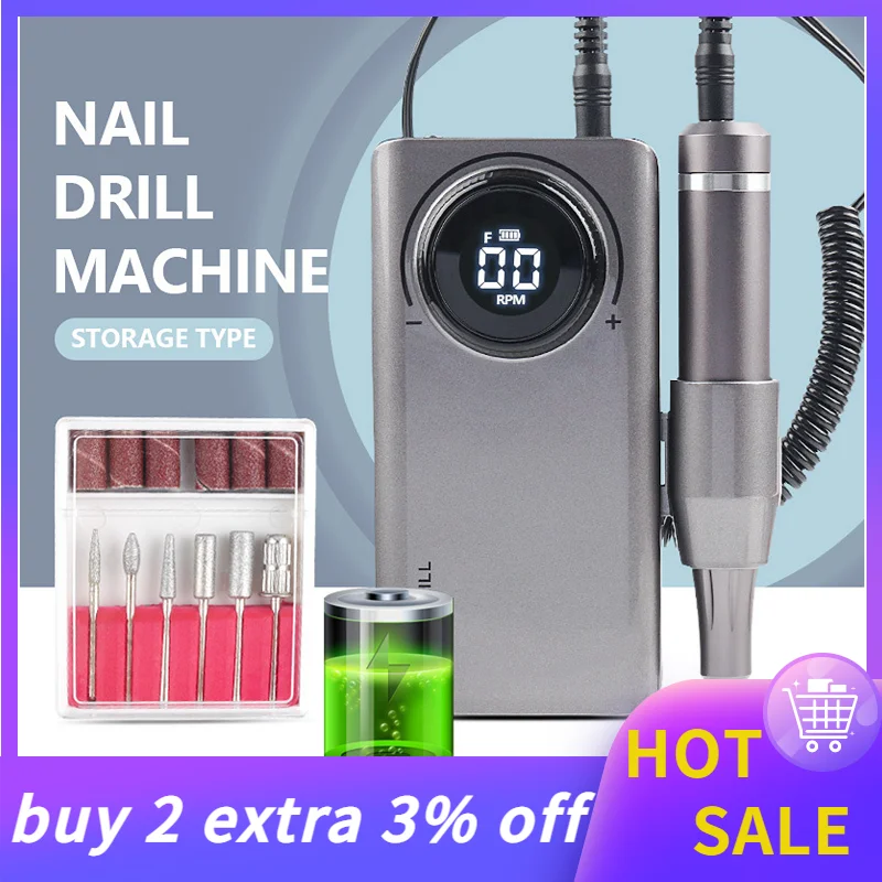 35000RPM Manicure Machine Electric Nail Drill Machine Apparatus for Manicure Pedicure Nail Drill Art Machine Use As Power Bank