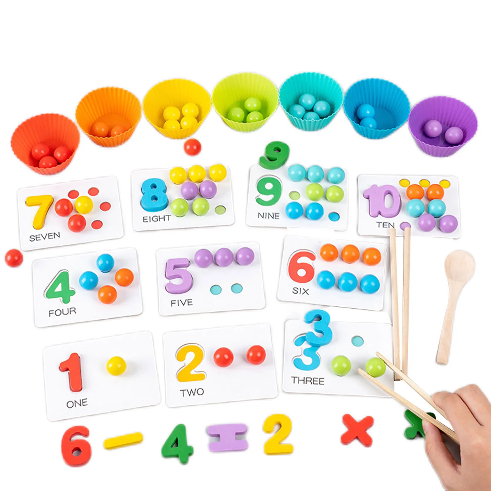 

Wooden Color Sorting Beads Game Math Counting And Montessori Puzzle Jigsaw Balls Fine Motor Skills Learning Toys For Toddlers