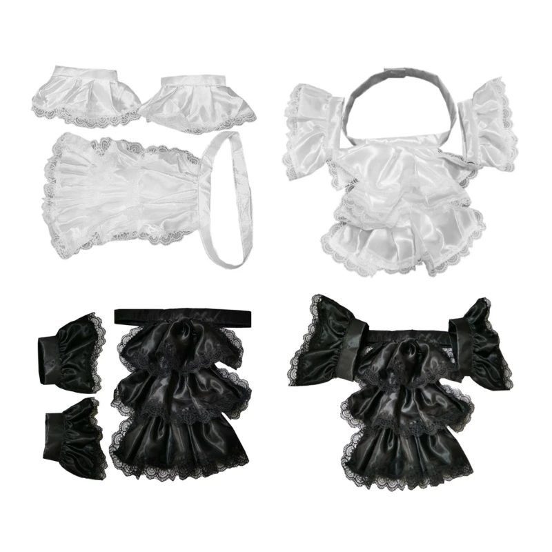 

Y1UB Ruffle Lace Jabot and Cuffs Set Costume Accessory for Men Women Children
