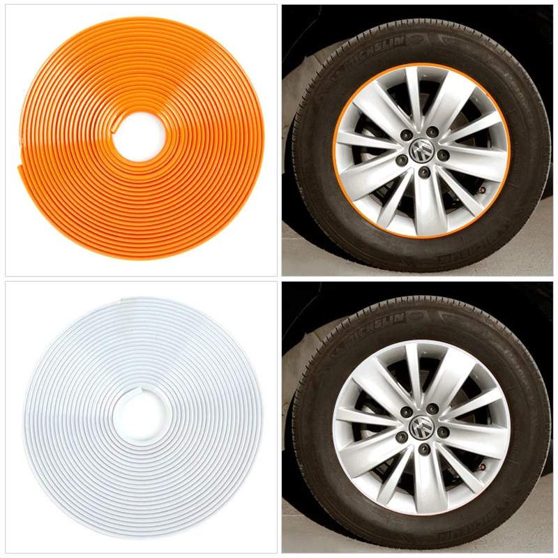 

8M Roll Rim blades Car Vehicle Color Wheel Rims Protectors Decor Strip Tire Guard Line Rubber Mounding Trim Tire Accessories