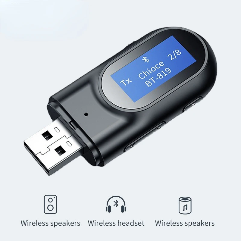 

tebe 2 IN 1 Wireless Audio Adapter Bluetooth 5.0 Receiver Transmitter with Digital LCD Screen 3.5mm Audio Aux for Speaker Car TV