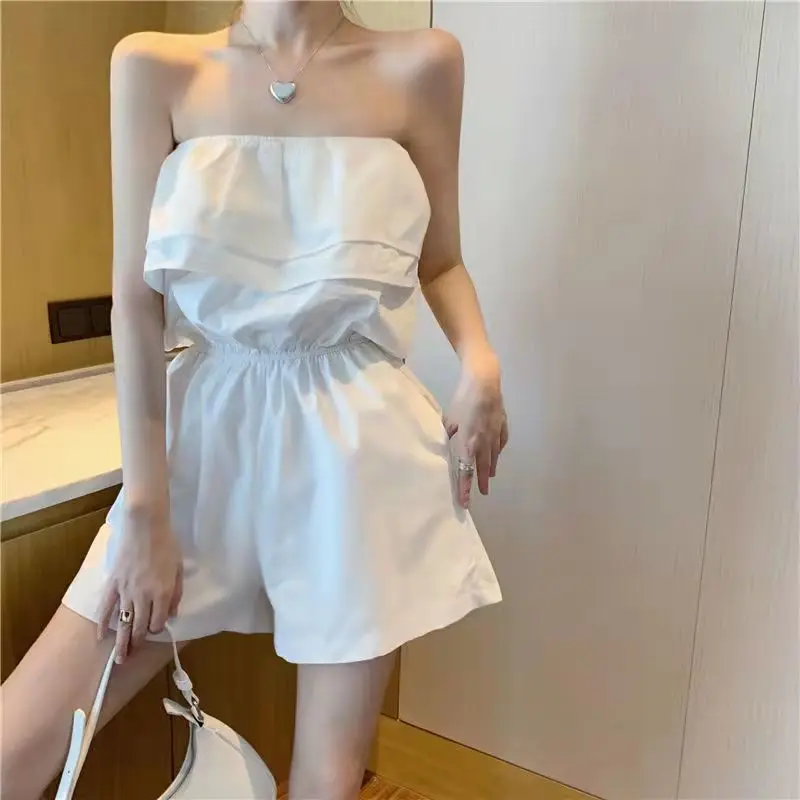 

Summer Vintage Ladies Rompers for Women 2023 Casual Overalls Sleeveless Short Jumpsuit Playsuit Ruffle Romper Q170