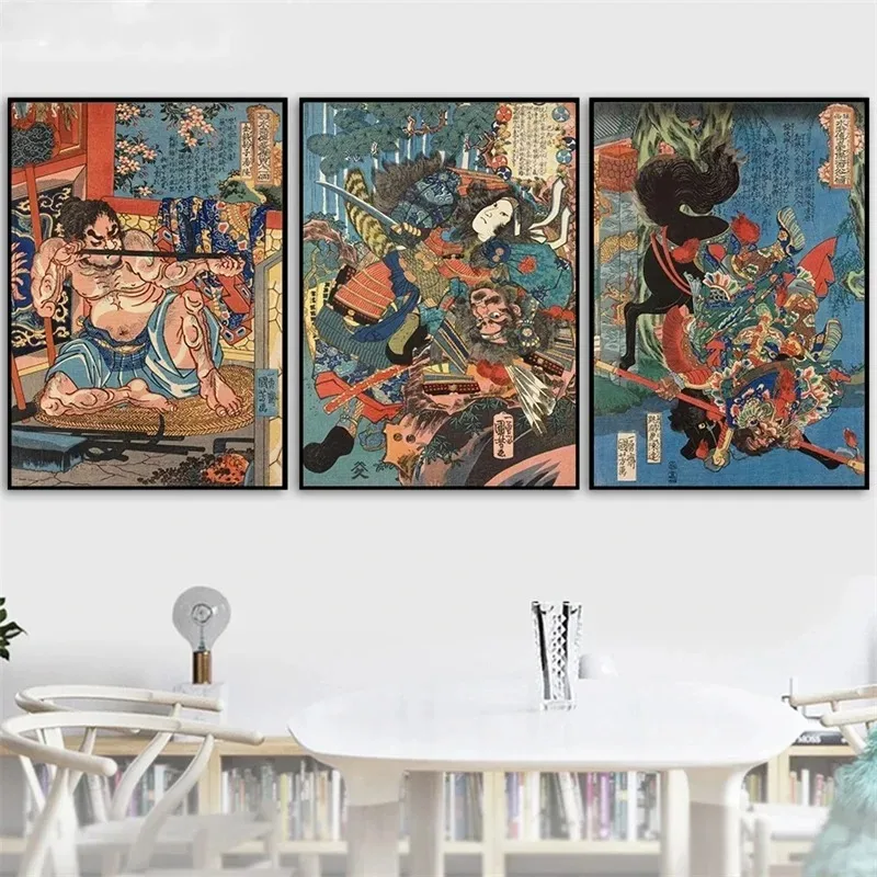 Украшение на стену для дома с изображением монстра в стиле укиё-э-самурайского