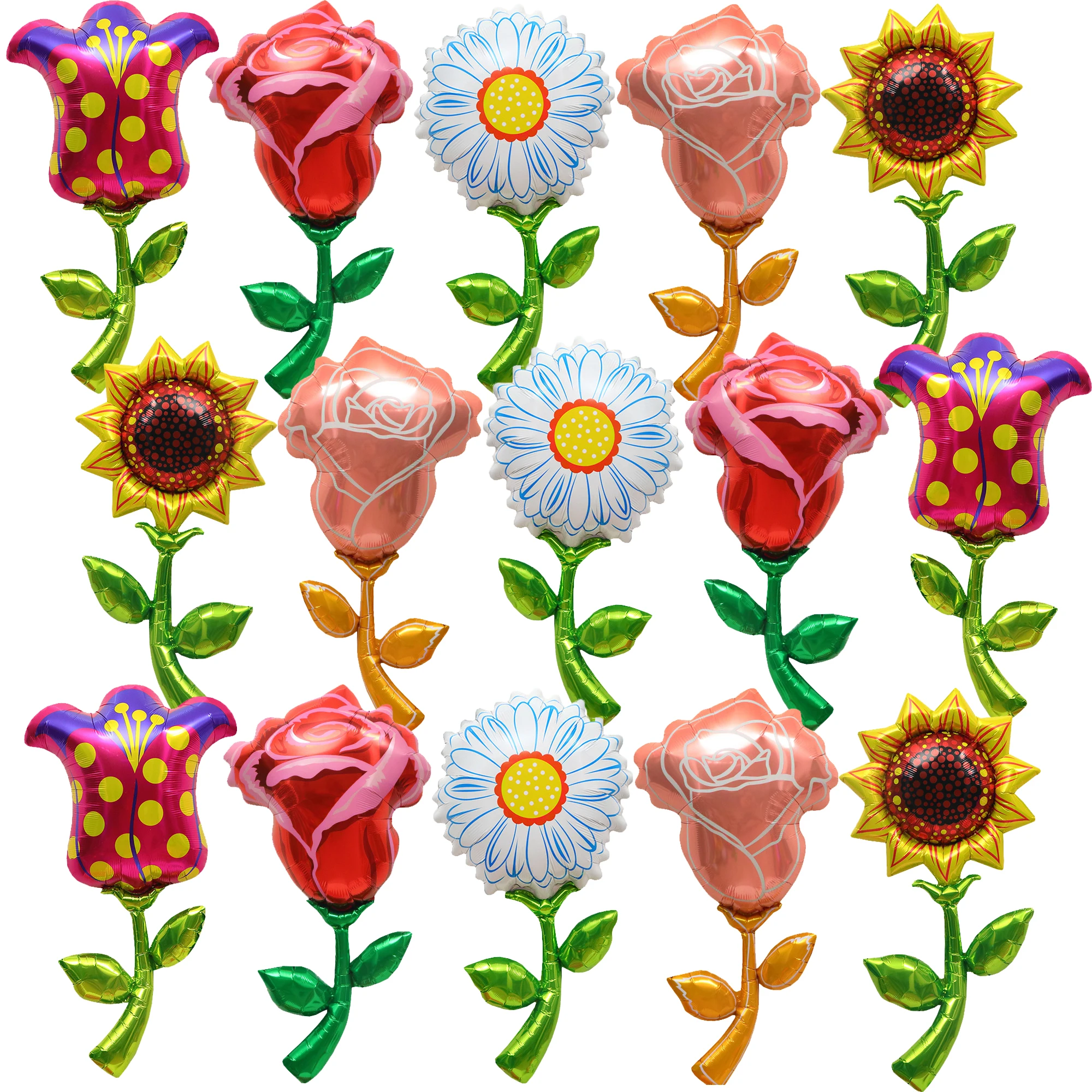 

10/15/20PCS Daisy Sunflower Rose Tulip foil Balloons Theme party decoration Mother's valentinesDay Wedding Birthday Dcorations