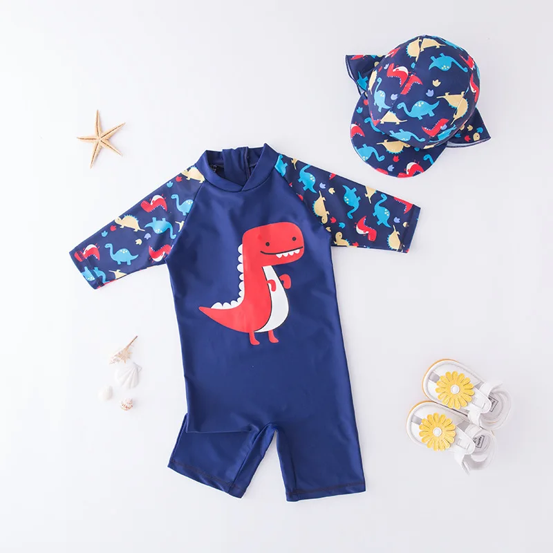 

Baby Girls Swimsuit Long Sleeves One Piece Swimwear for Kids Toddler Cartoon UPF50+Rash Guards Infant Bathing Suit Boys Swimwear