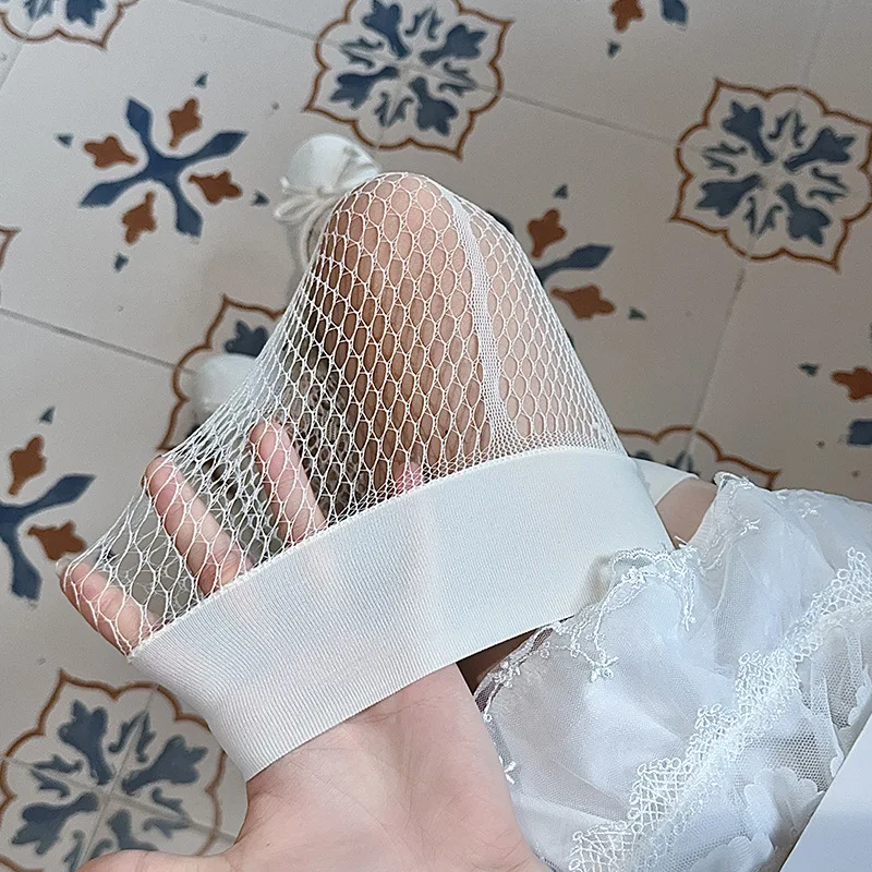 Japanese Style Black White Lace Stockings Women Floral Leggings Non-slip Mesh Hollowed JK Sweet Girls Female Fishnet Tights