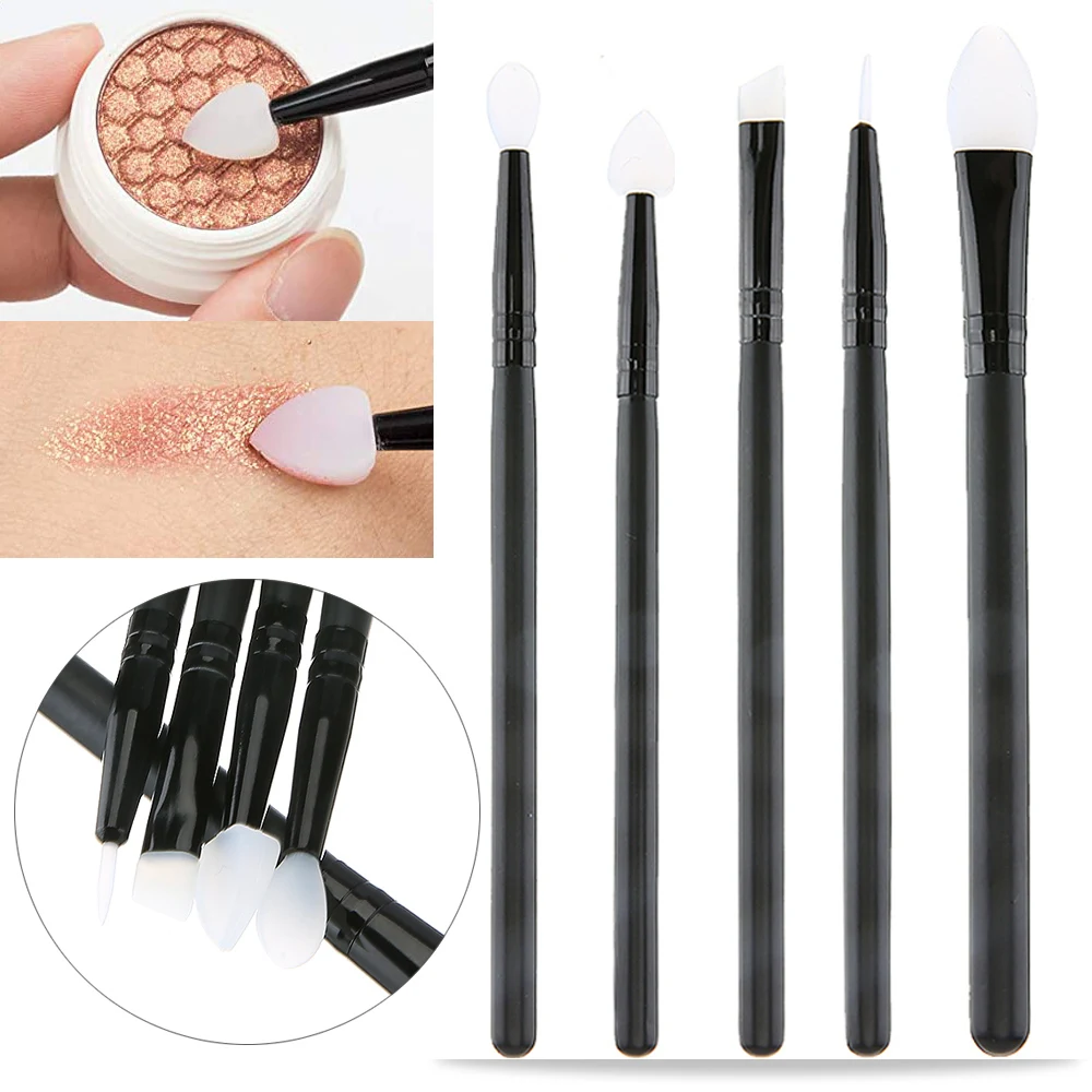 5Pcs Soft Silicone Eyeshadow Brush Set Lip Eyebrow Eyeliner Makeup Brush Applicator Professional Eye Make Up Cosmetic Brush Tool