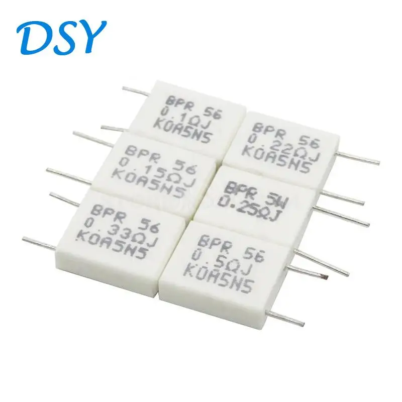 

10PCS BPR56 5W 0.001 0.1 0.15 0.22 0.25 0.33 0.5 Ohm Non-Inductive Ceramic Cement Resistor 0.1R 0.15R 0.22R 0.25R 0.33R 0.5R