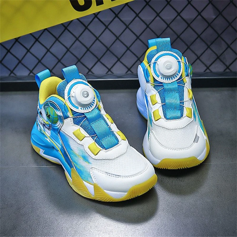 New Arrival Top Quality Kids' Basketball Shoes Students Sport Shoes Brand Jordans Rotary Button Running Shoes Boys Sneakers