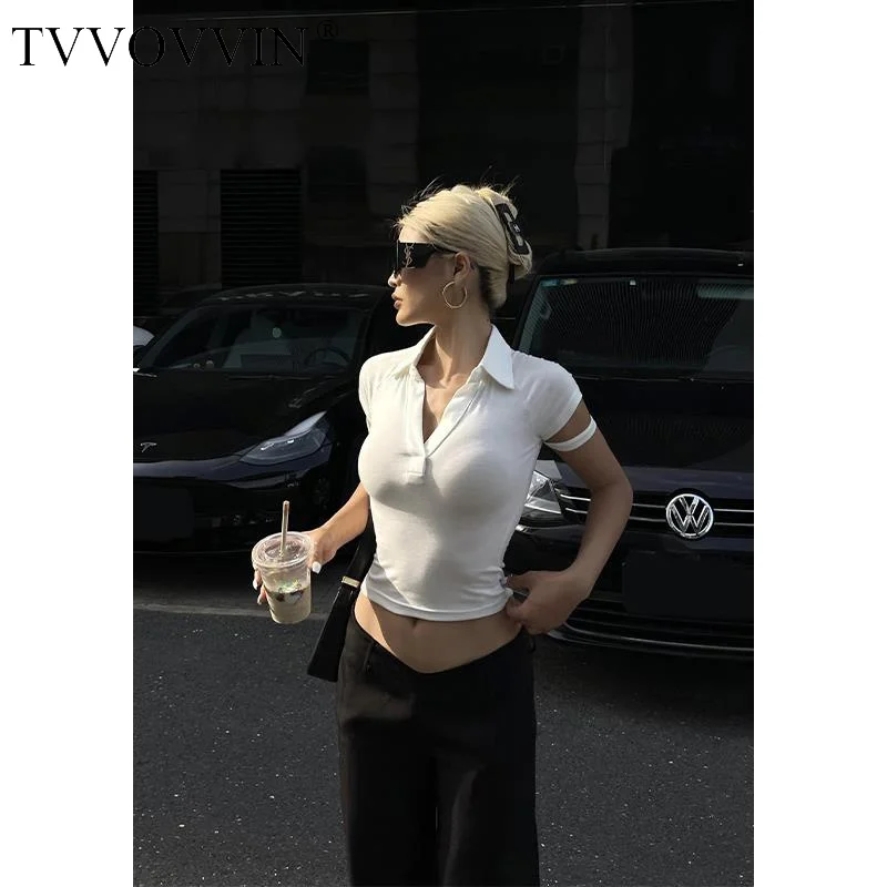 

Короткая дизайнерская футболка TVVOVVIN с рукавами в стиле пэчворк, одежда для подростков, женская летняя футболка, модные корейские футболки G5A7