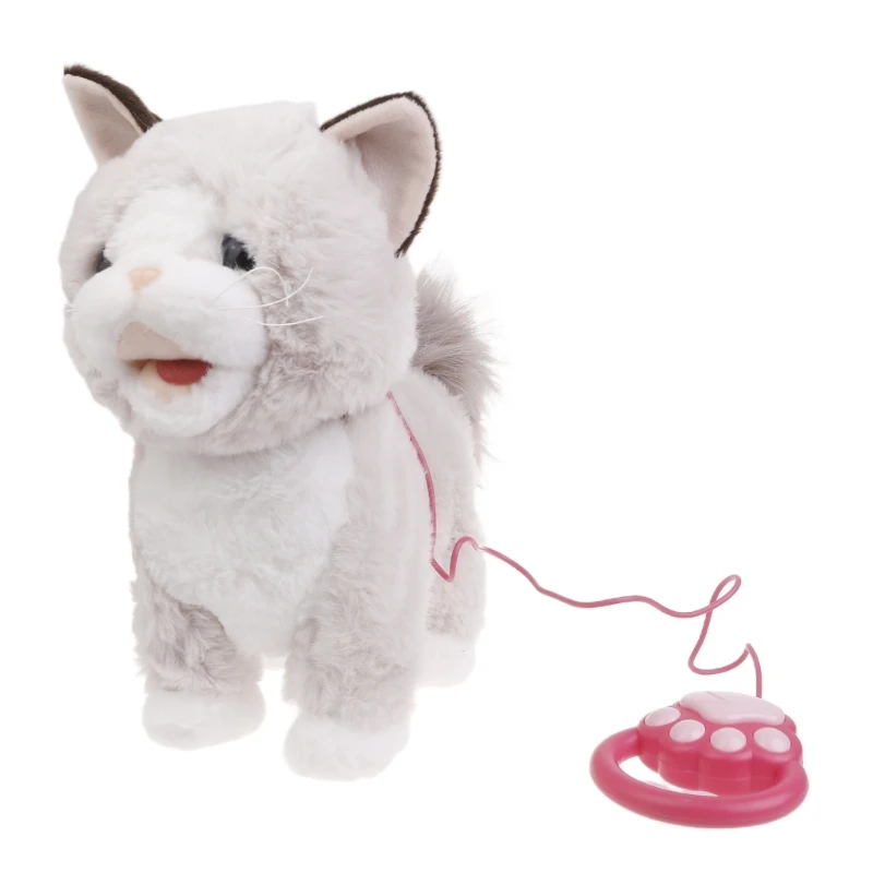 

Электрическая поющая игрушка для кошек, прогулочное животное с поводком, говорящая плюшевая игрушка для котенка