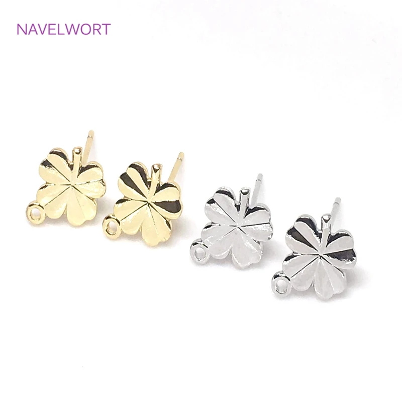 

S925 sterling silver needle Stud Earrings Parts For Women Brass Metal Floral Shape Post Earring Supplies For DIY Jewelry Making