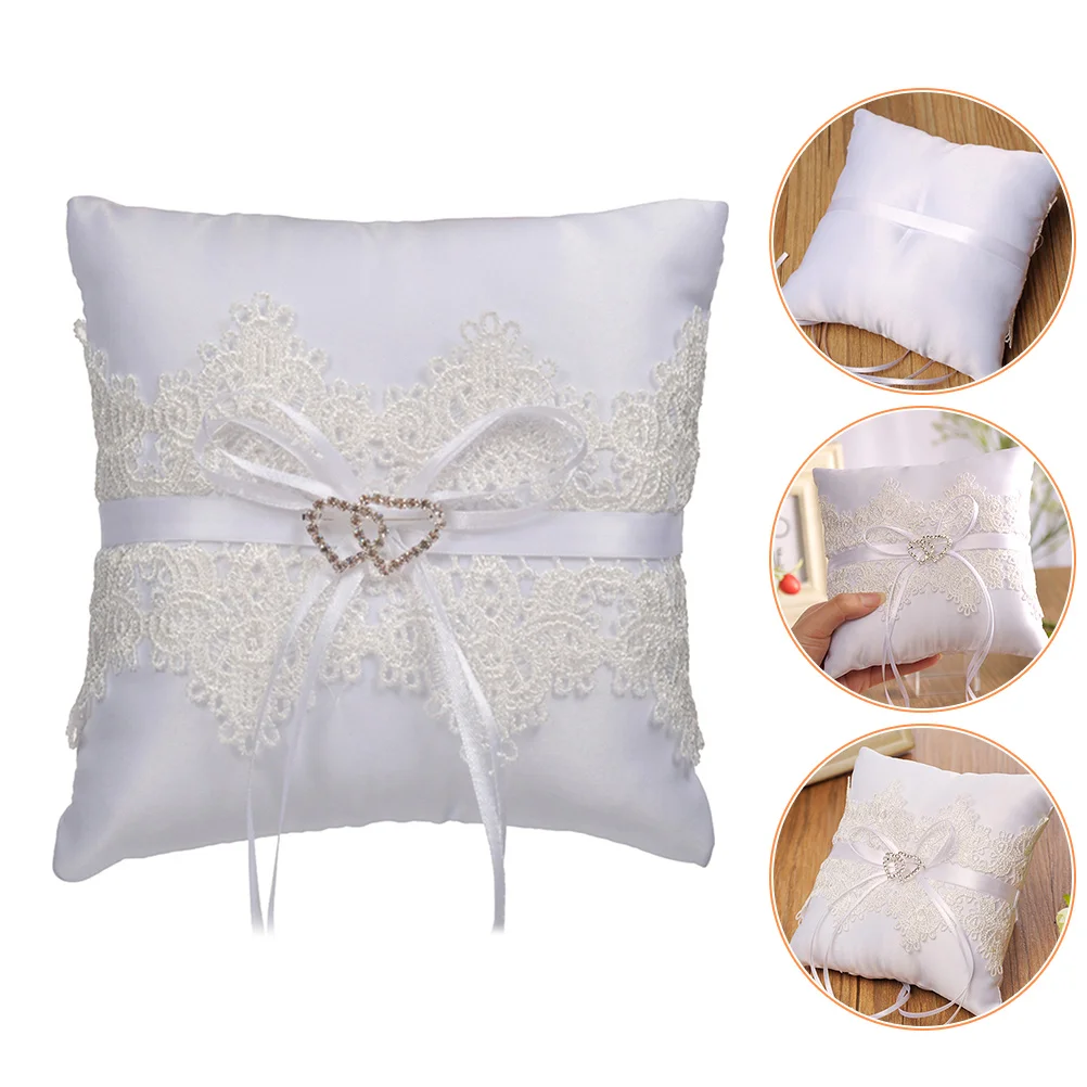 

Ring Pillow Wedding Bearer Pillows Cushion Bridal Holder Coin Mini Bowknot Engagement Ribbon Heart Decoration Box Display