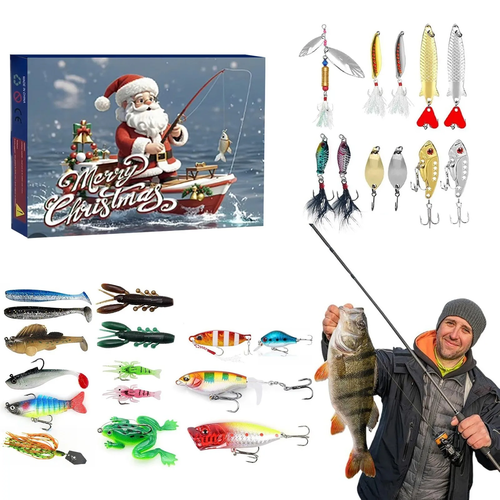 Рыболовные снасти Адвент-календарь Crankbaits приманки Подарочная коробка 24-дневный