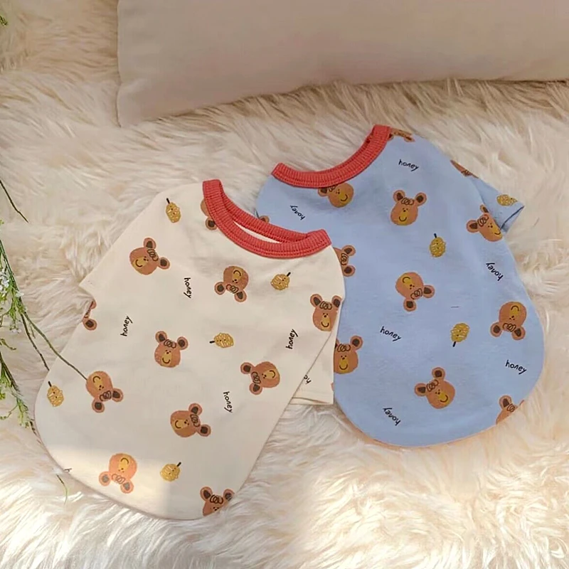 

Spring Summer Pet Clothes Kitten Puppy Cartoon Pattern T-shirt Small and Medium-sized Dog Cute Pullover Chihuahua Yorkshire