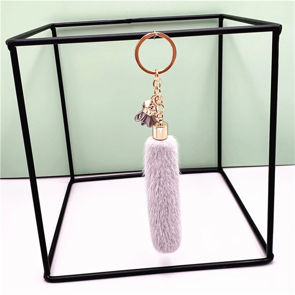 

Cute Long Tassel Keychain For Women Girls Kawaii Fluffy Plush Metal Car Bag Purse Phone Key Chain Accessories Pendant Gifts