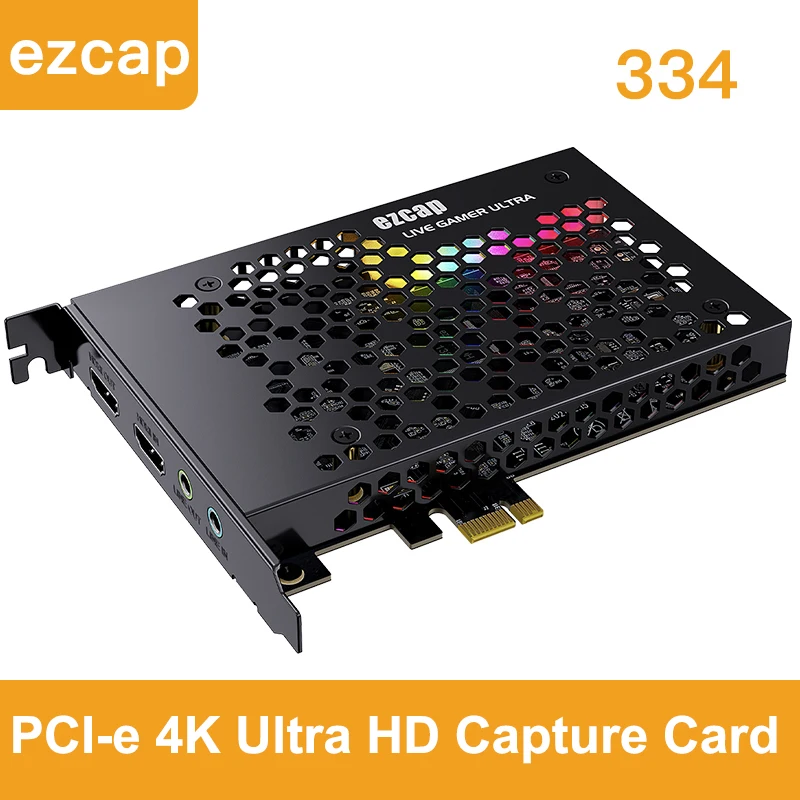 

Ezcap334 4K 60fps HDR 1080p 240fps PC Live Streaming Box HDMI Loop , 4K 30 Pcle Video Capture Card Video Record w/ Line In Out